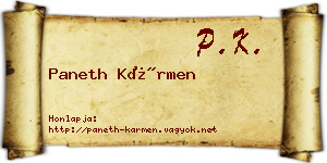 Paneth Kármen névjegykártya